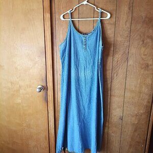 Villager Sport Denim Maxi Dress 22W Blue 100% Cotton Sleeveless plus size